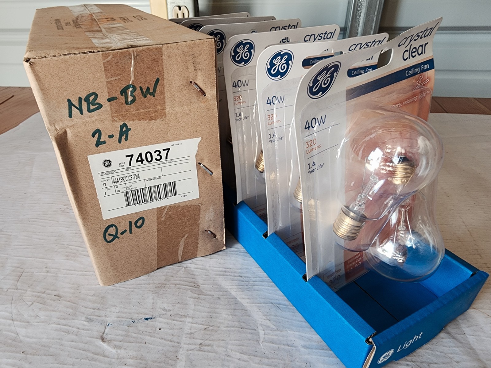 Lot of 12- GE 74037, 40A15N/C/CF-T2/6 Ceiling Fan Bulb