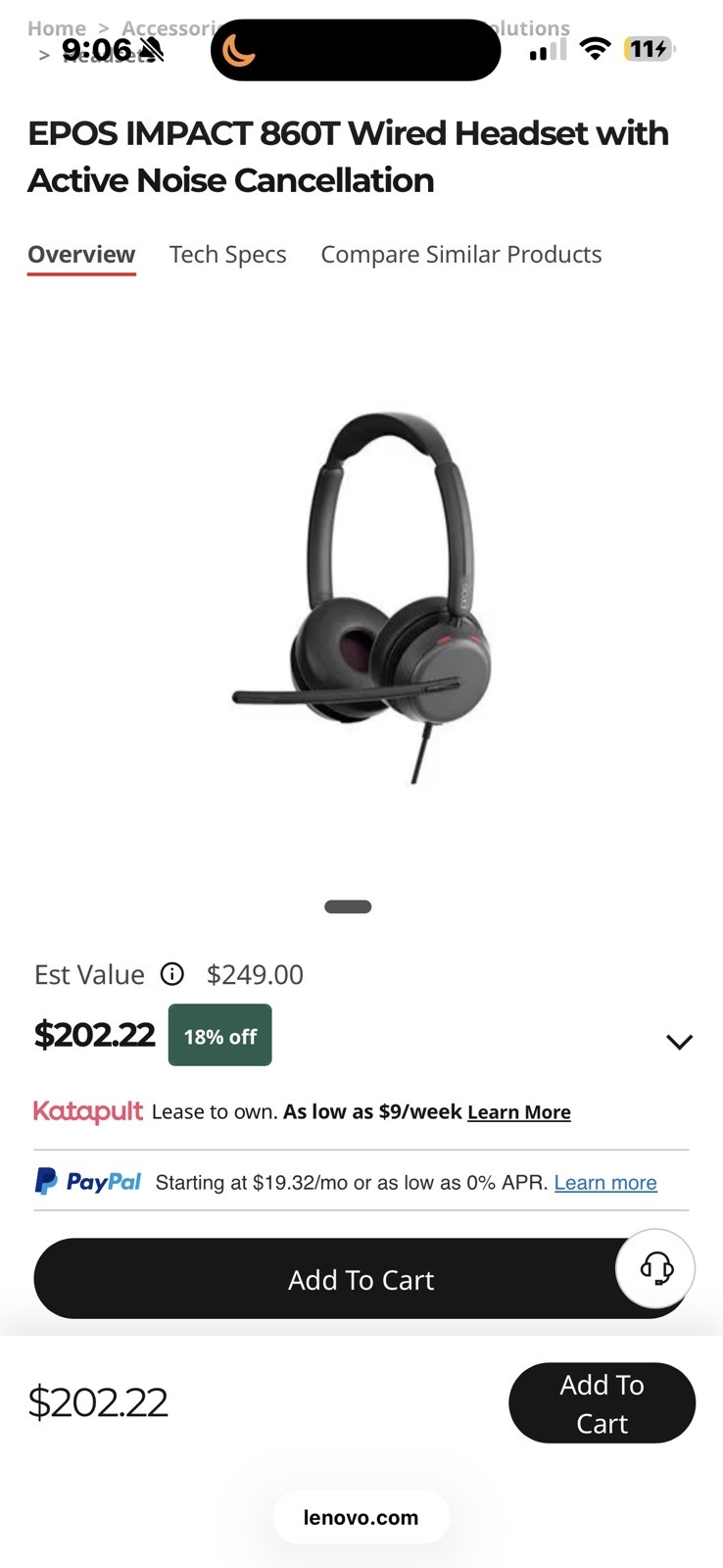 EPOS IMPACT 860T ANC Headset (1001177) Microsoft Teams Certified Dual Sided New