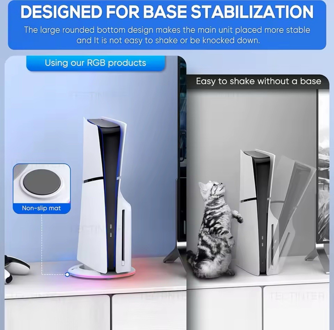 Vertical Cooling Stand with RGB Light For PS5 Slim Disc/Digital Edition Console