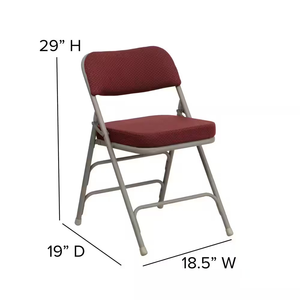 Hercules Series Premium Curved Triple Braced & Double Hinged Burgundy Fabric Uph