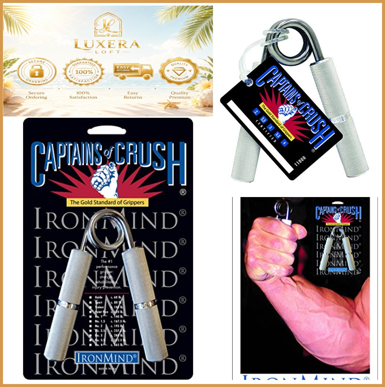 Captains of Crush Hand Gripper Grip Strengthener Knurled Aluminum Handles USA