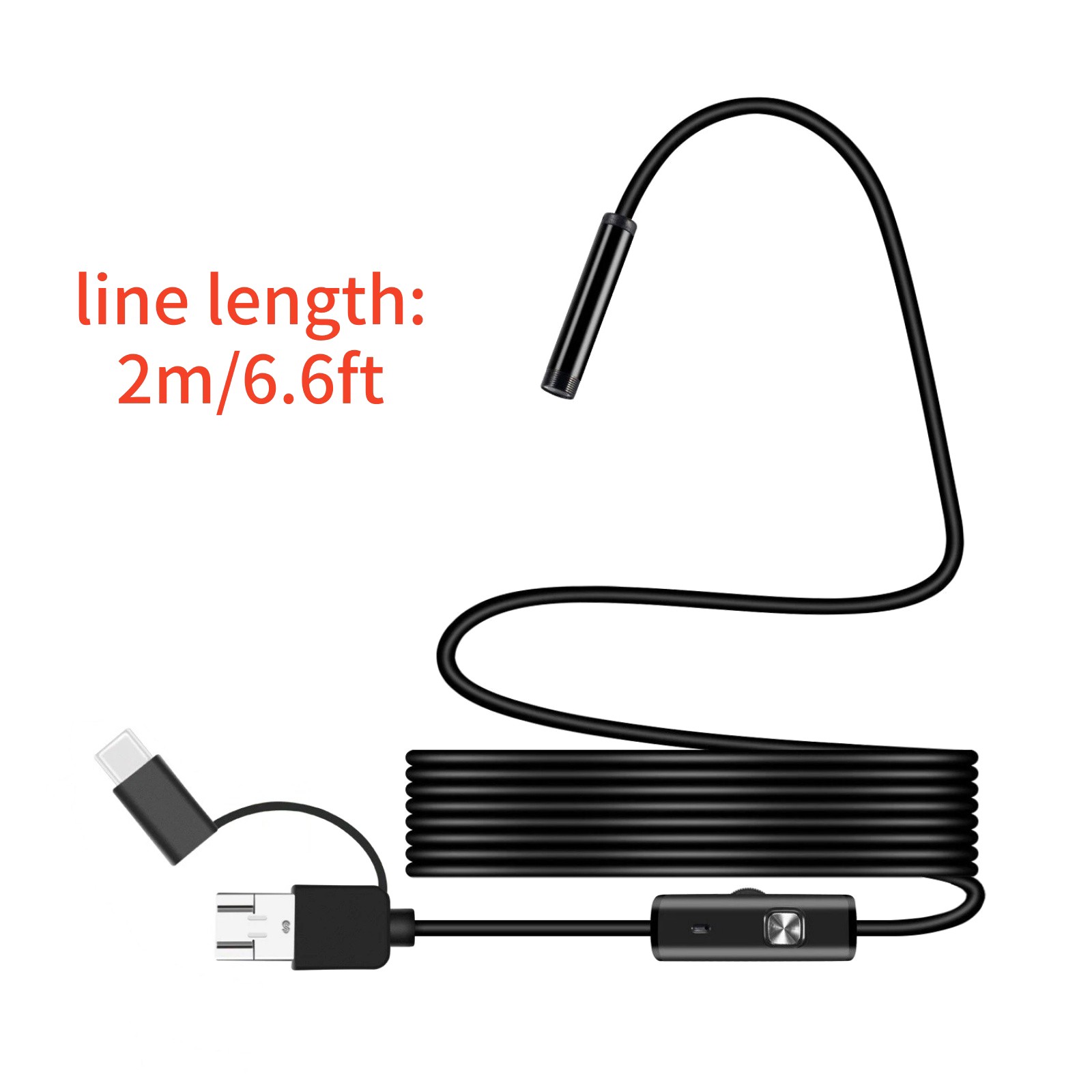 2M 6 LED Borescope Endoscope Camera for Android USB Type-C 7mm HD Waterproof