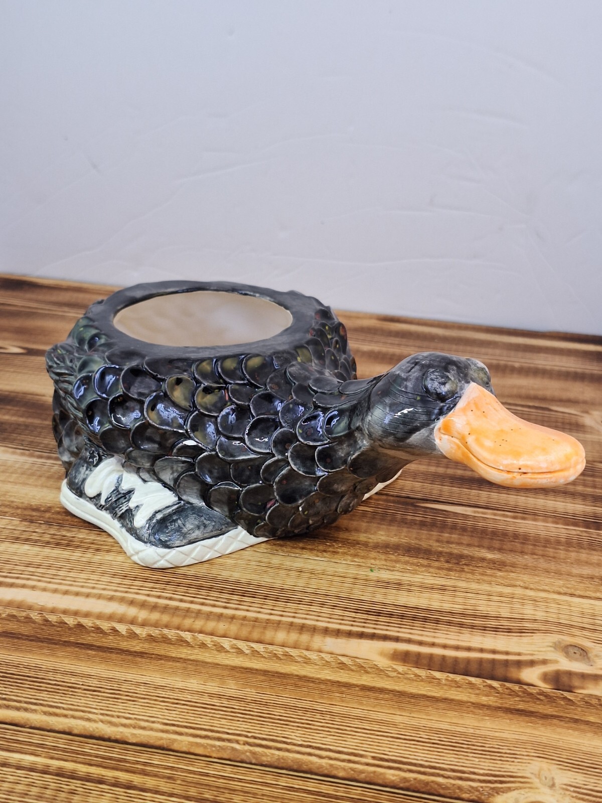 Kewl Kid Ceramic Duck Planter - Black With Sneackers.