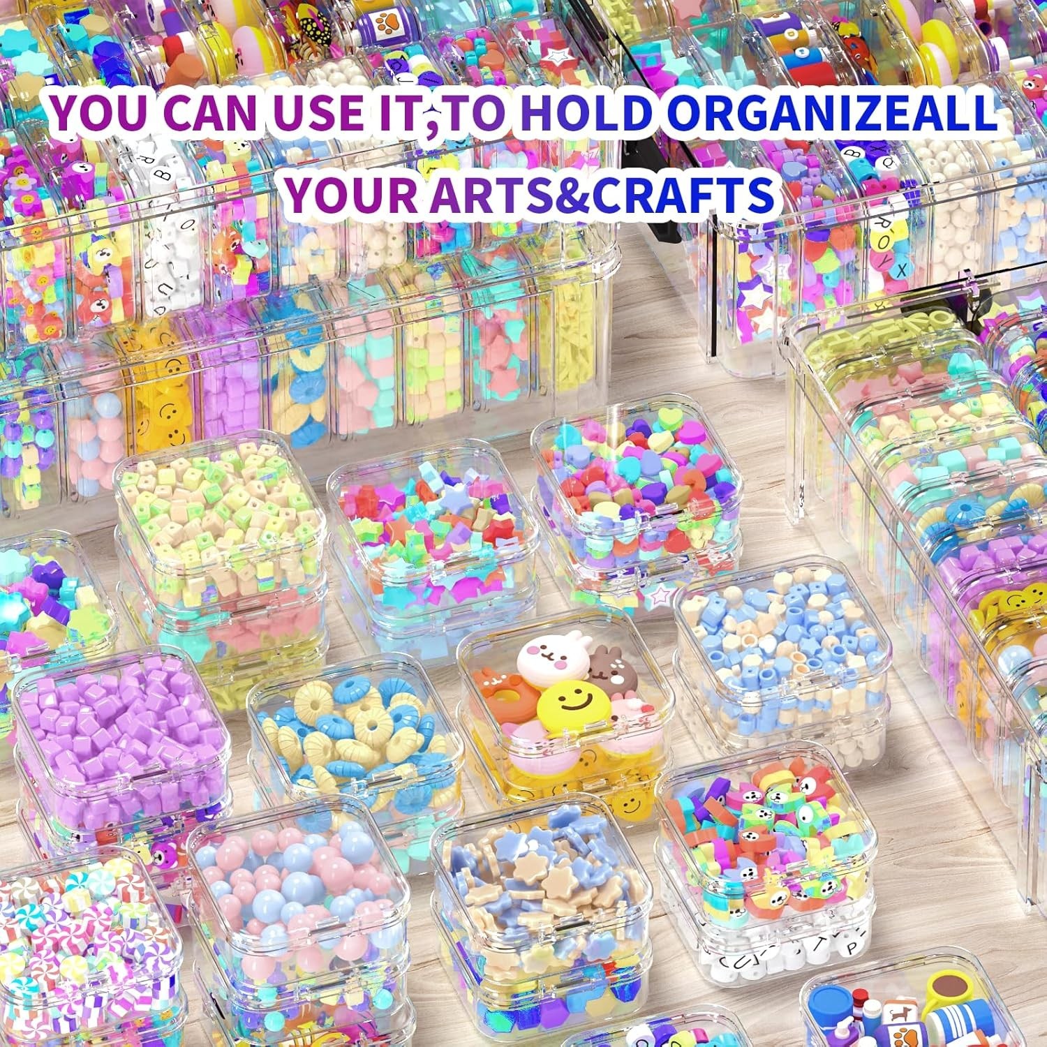 Bead Organizer Box 120 Pcs, 4-Tier Large Capacity Stackable Bead Storage Cont...