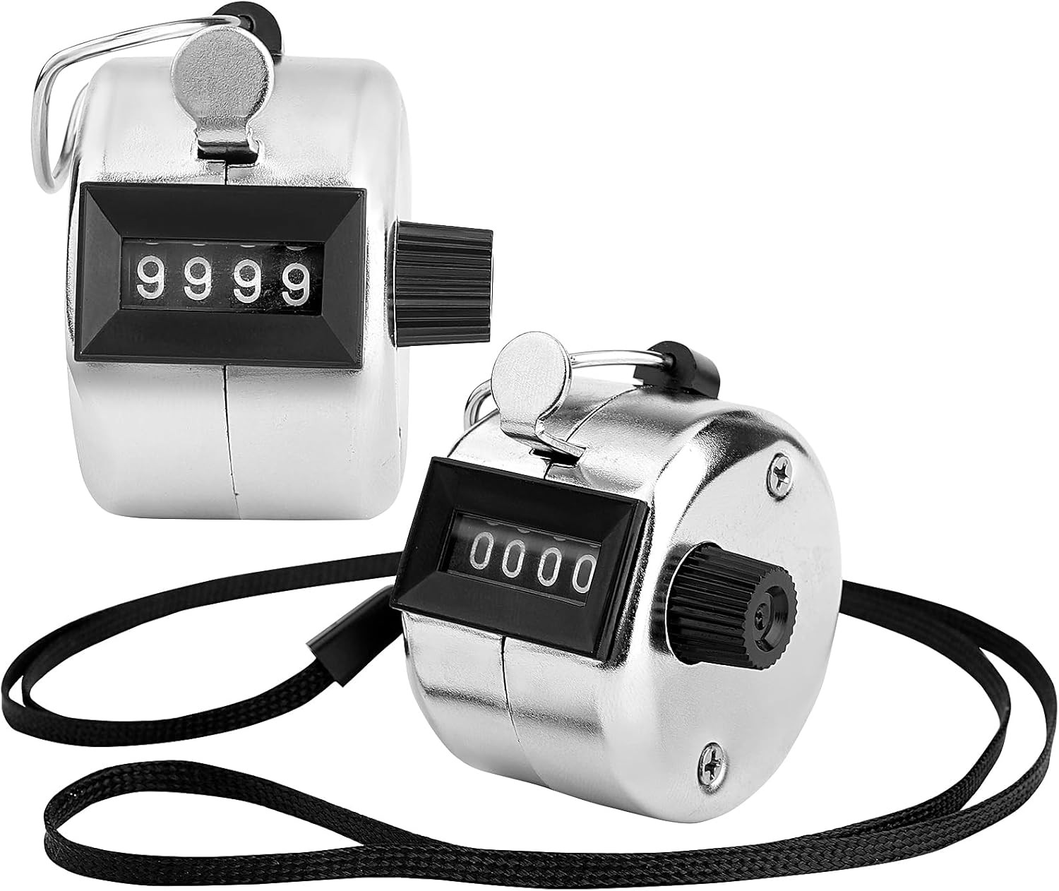2 Pack Hand Tally Clicker Counter – 4 Digit Metal Mechanical Hand Counter wit...