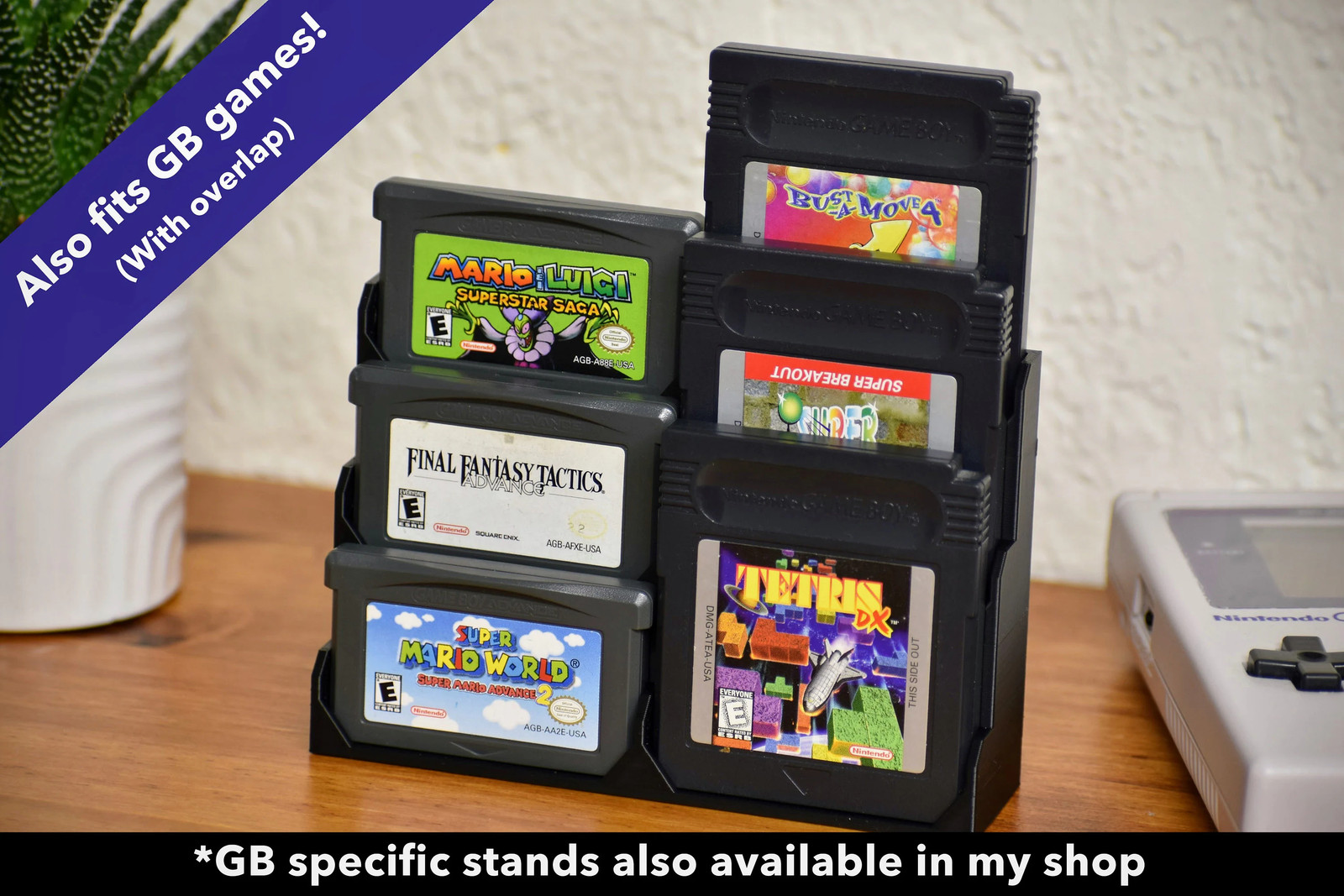 GameBoy Advance Cartridge Risers - Display up to 25 GBA Games - 3D Printed Stand