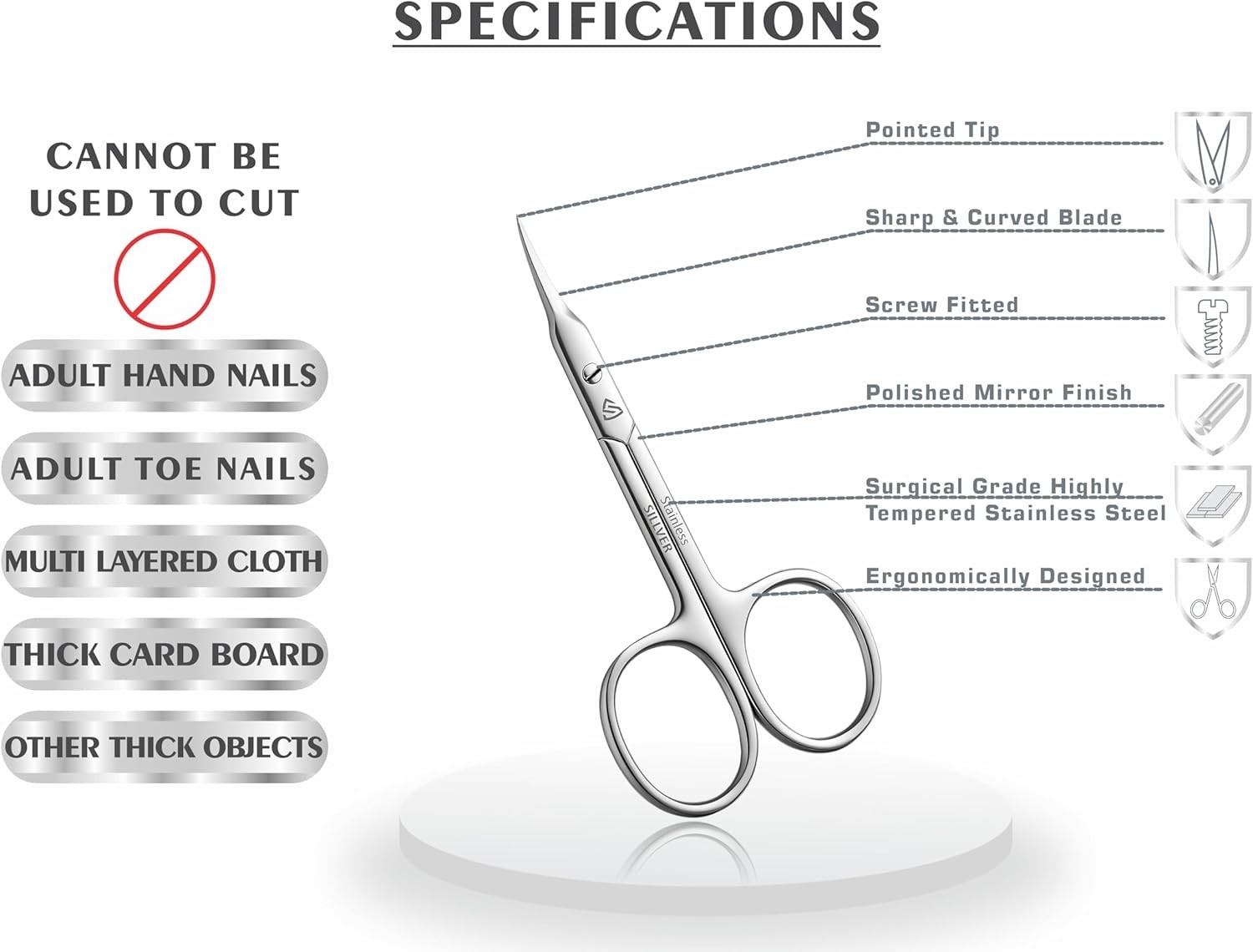 Cuticle Scissors Curved Blade - Extra Fine Pointed Tip Professional Manicure