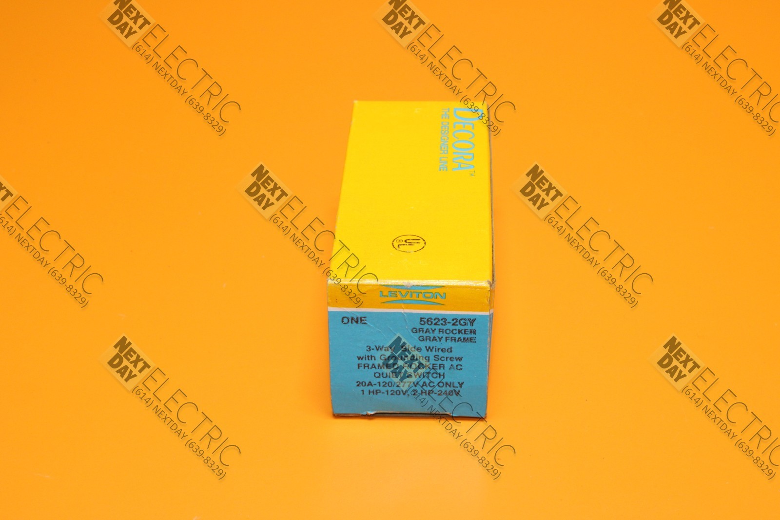 Leviton, 5623-2GY, Gray 20a 120/277v Wall Switch Decora Rocker Flush 3 Way 3-Way