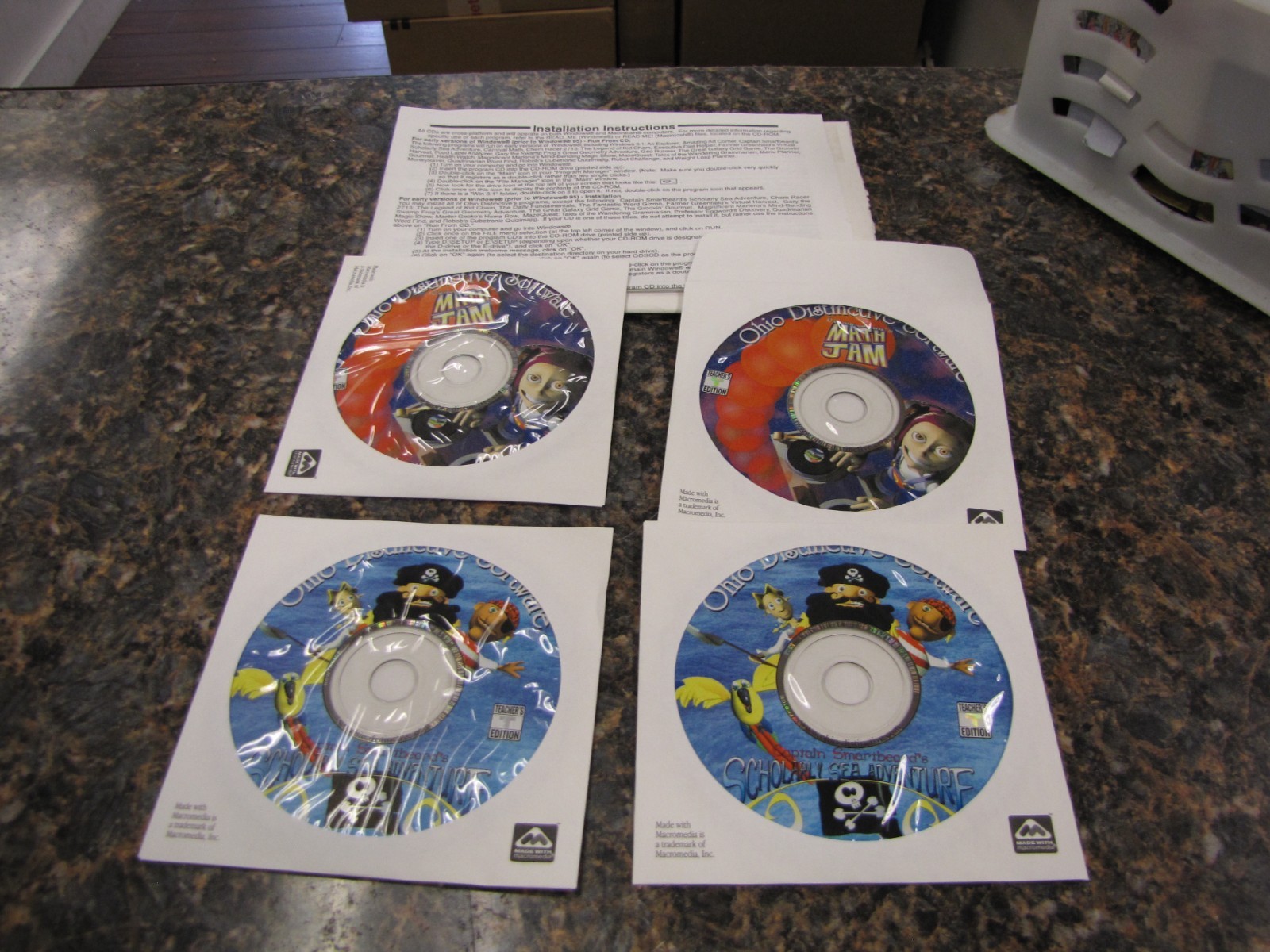 Lot of (4) Ohio Distinctive Software CD's - Math Jam & Scholarly Sea Adventure