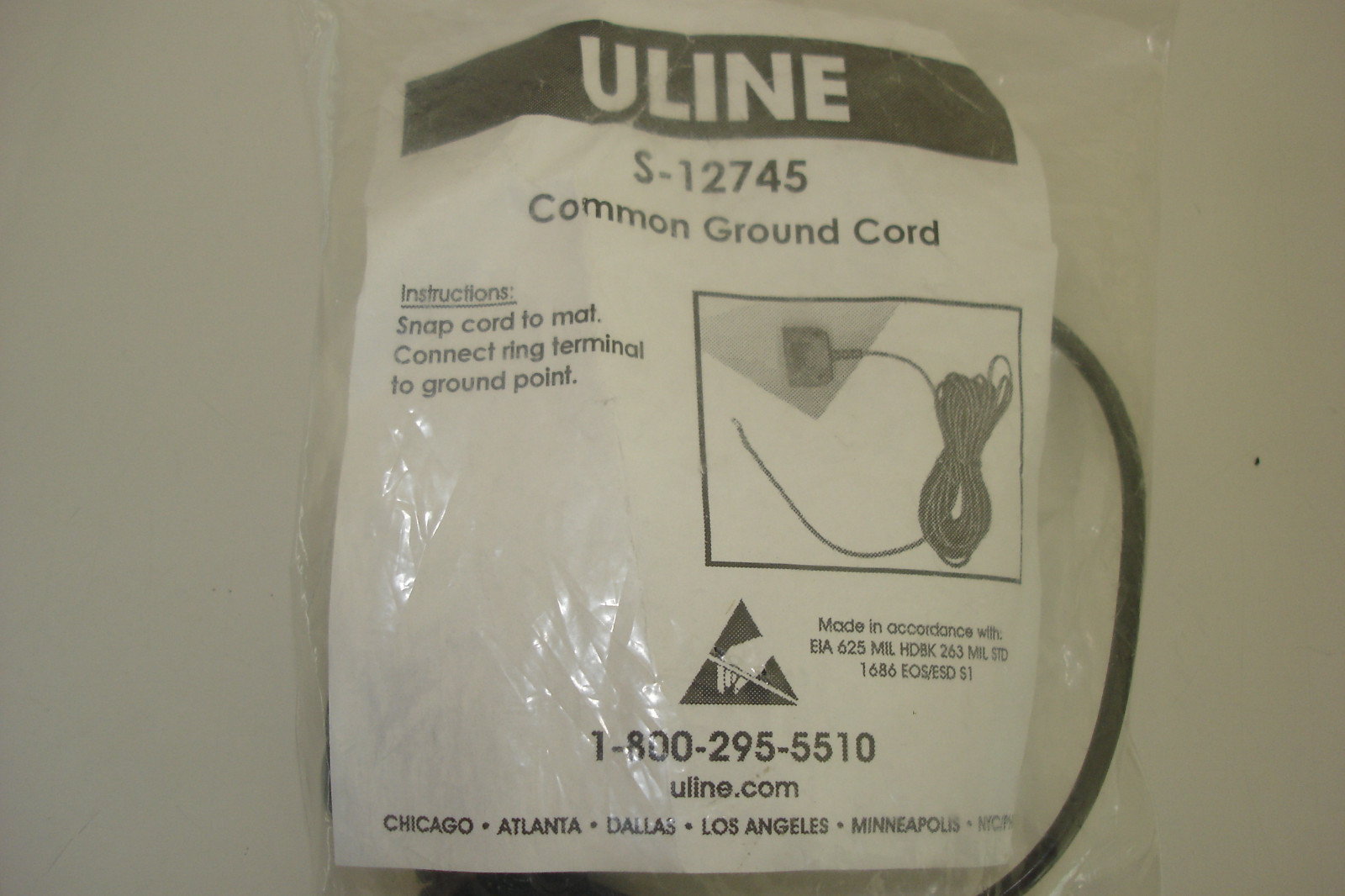 ULINE 15' Common Ground Cord New in Bag S-12745 Free Shipping