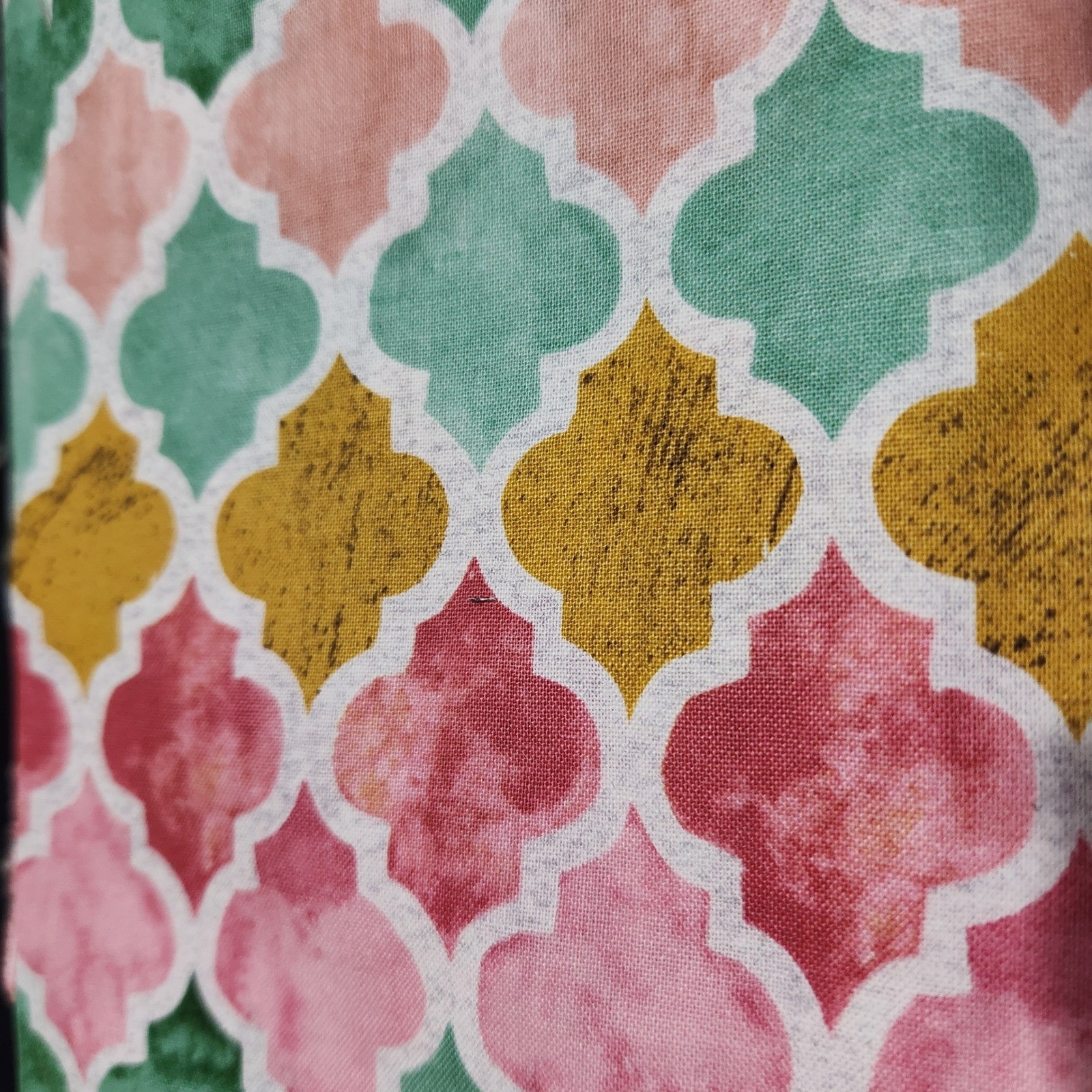 Fabric by the yard diamonds aqua pink gold sewing quilting