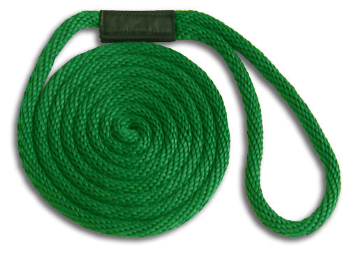 3/8" x 20' Solid Braid Nylon Dock Lines - Green - Made in USA