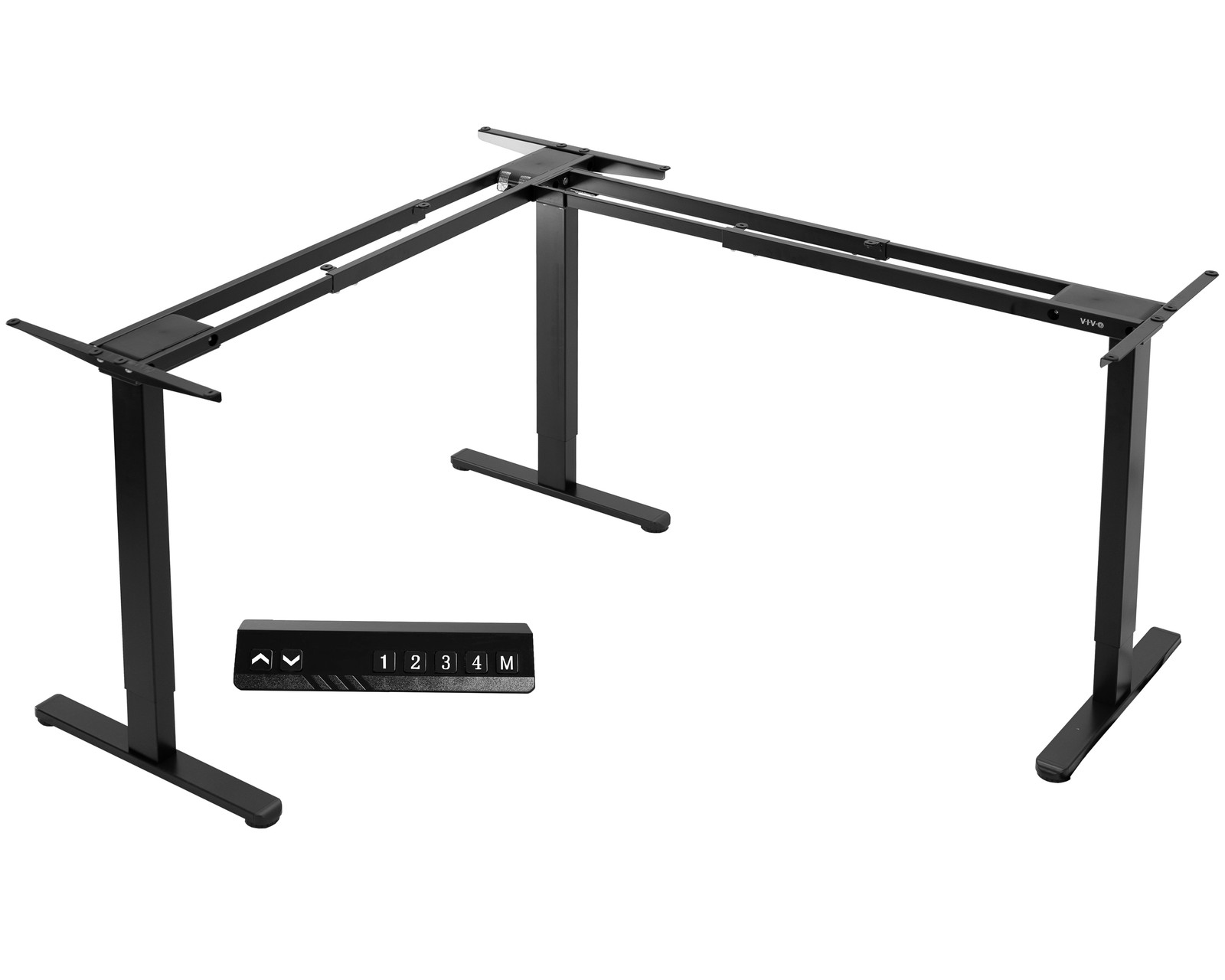 USED VIVO Black Electric Motor Height Adjustable Corner 3Leg Standing Desk Frame