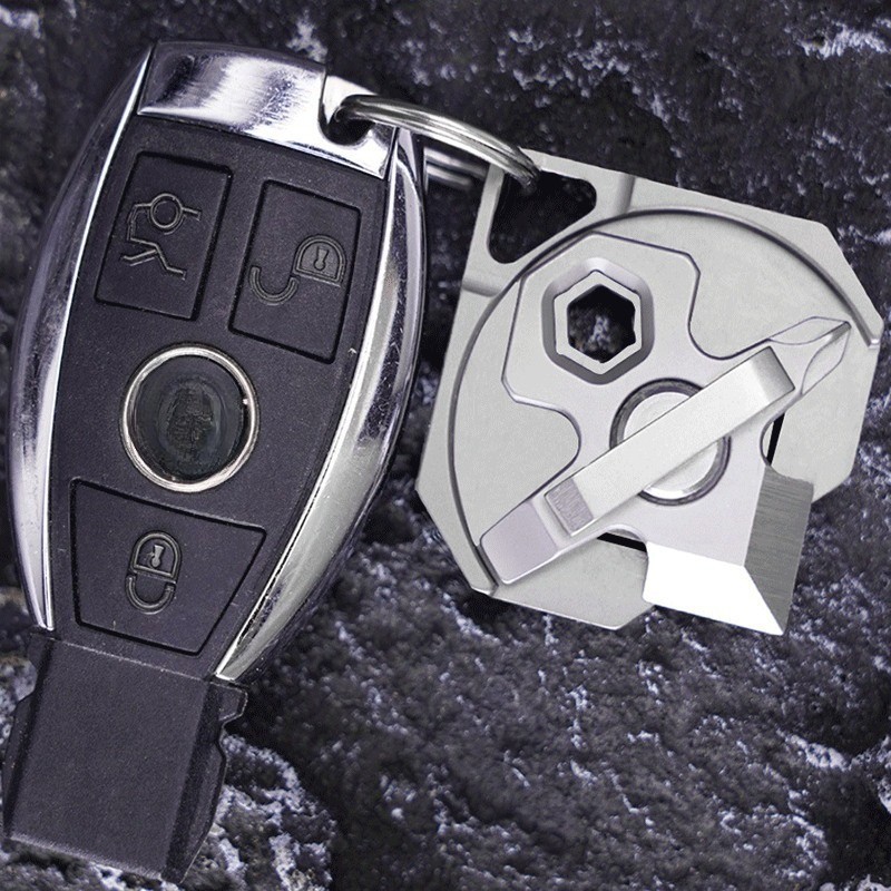 4 IN 1 Titanium Multi Tools Screwdriver Cutter Portable EDC Camping Keychain
