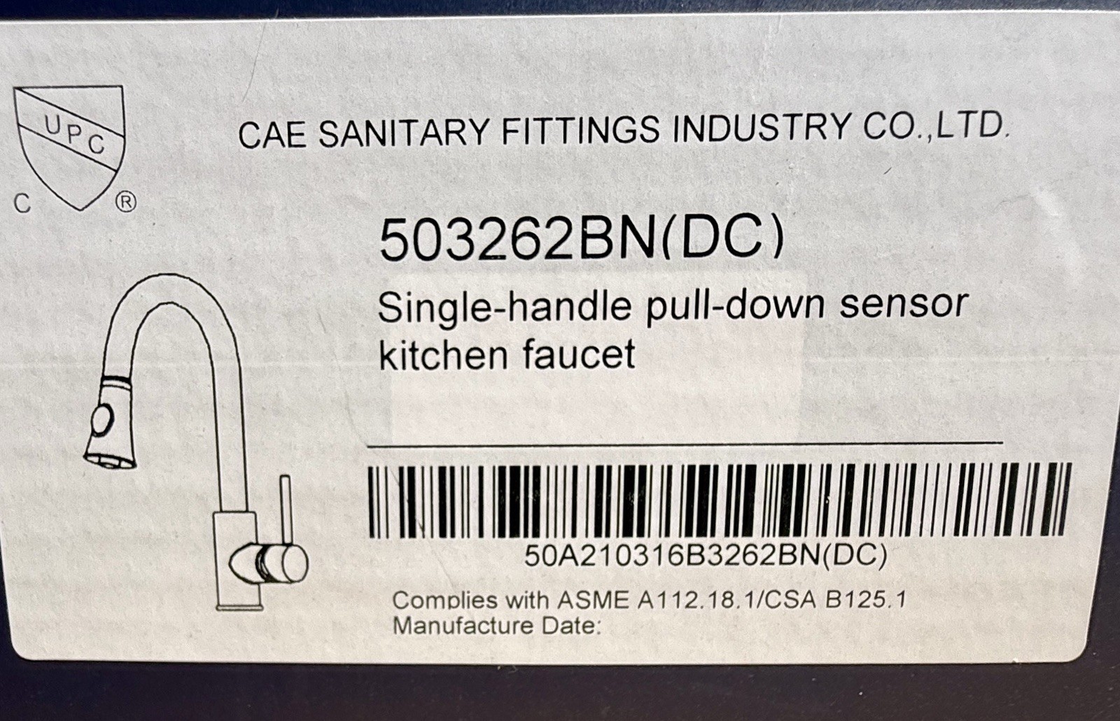 CAE 503262BN(DC) Single-handle pull-down sensor kitchen faucet Brushed Stainless