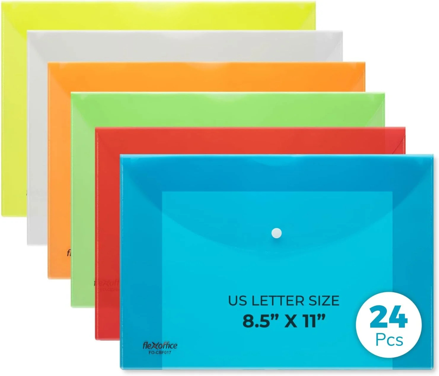 FLEXOFFICE 24 Pack Plastic Envelopes with Snap Closure, Legal Size, 15"x10.2", 6