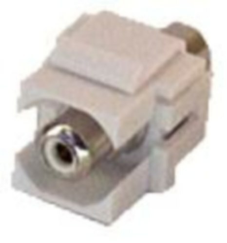 White RCA Keystone Jack/Coupler Female~F Audio/Video Flush Adapter {W
