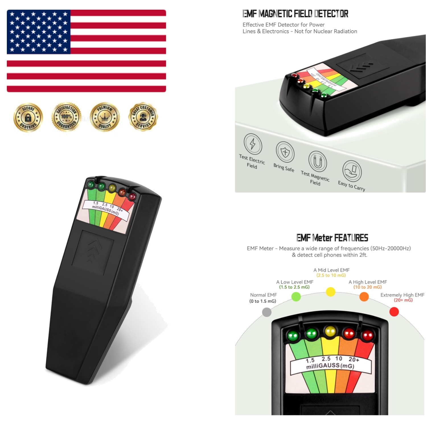 Professional Handheld EMF Detector - Paranormal Equipment Tester 50Hz-20,000Hz
