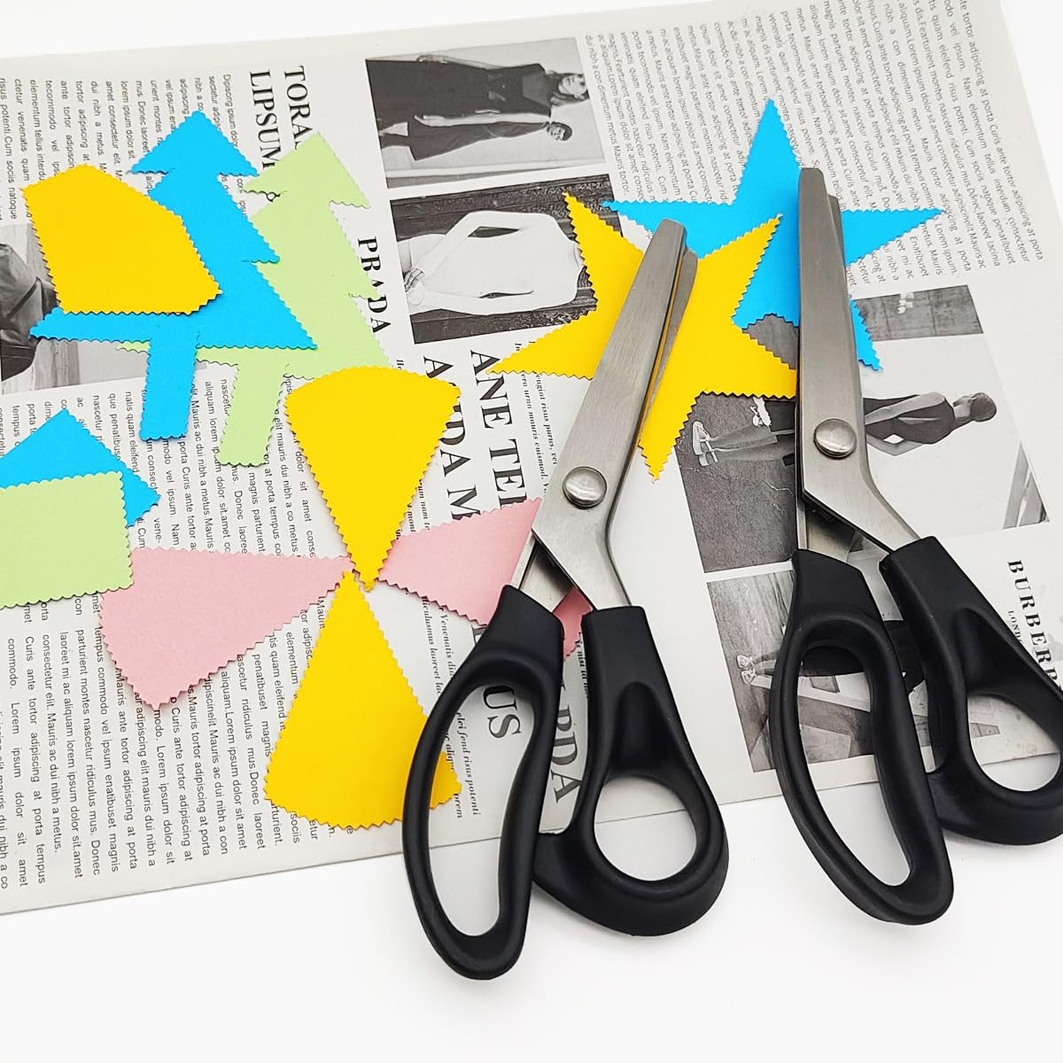2 Models Pinking Shears, Zig Zag Scissors for Crafting, Paper Cutting, Leathe...