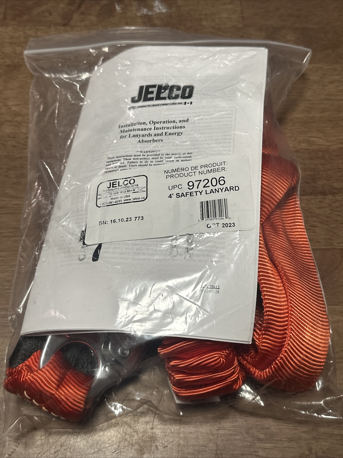 Jelco 4’ Safety Lanyard 97206