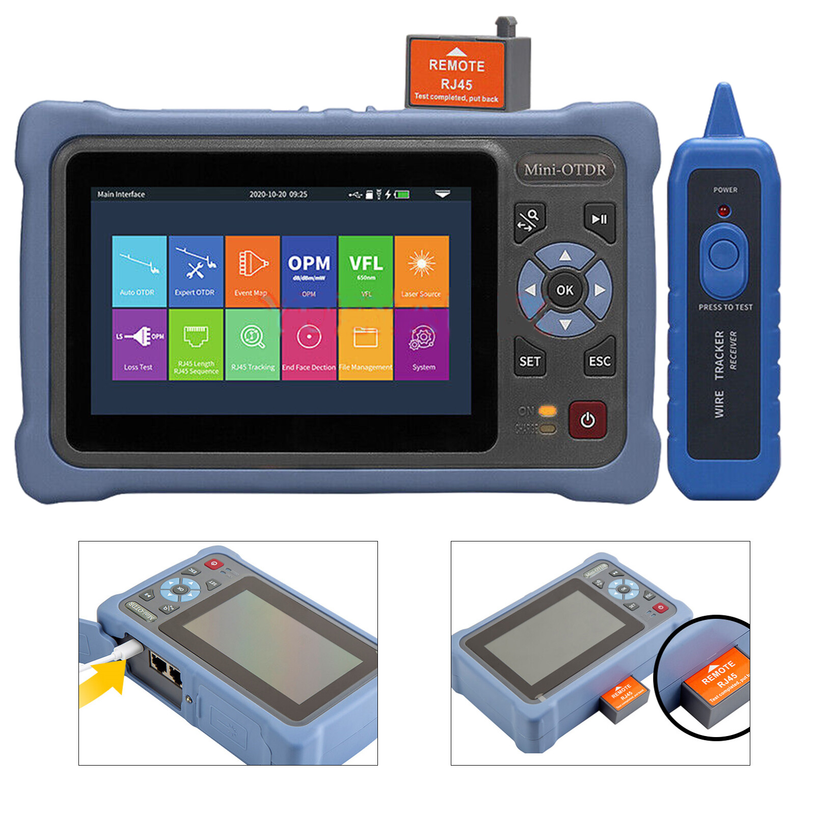 MINI OTDR Fiber Optic Reflectometer Touch Screen Optical Loss Test VFL OLS OPM .