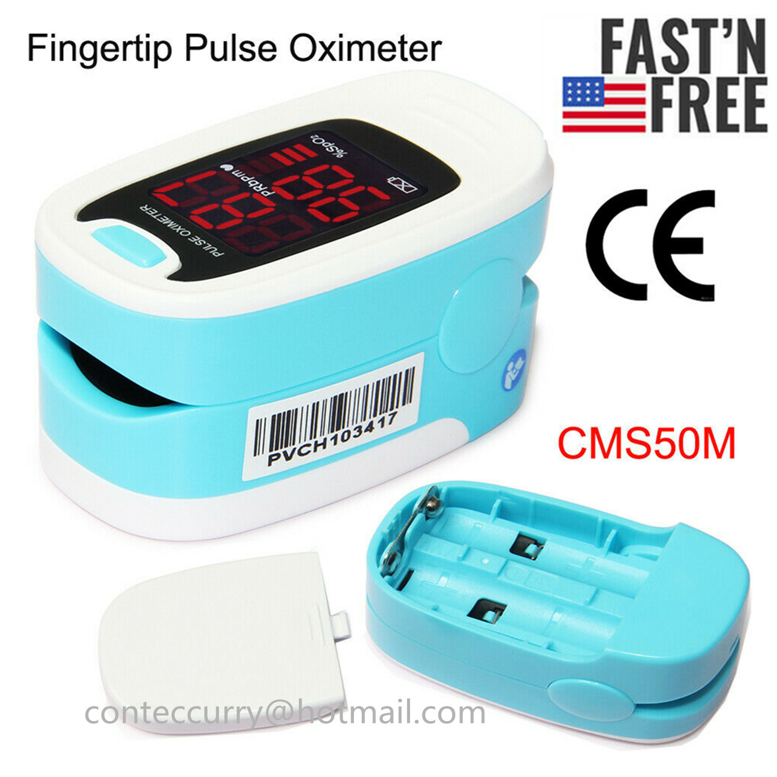 US Seller FingerTip Pulse Oximeter Blood Oxygen SPO2 Heart Rate Monitor Blue FDA
