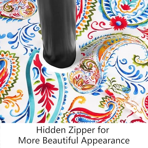 Outdoor Tablecloth with Umbrella Hole and 84" x 60" (Rectangular) Paisley Multi