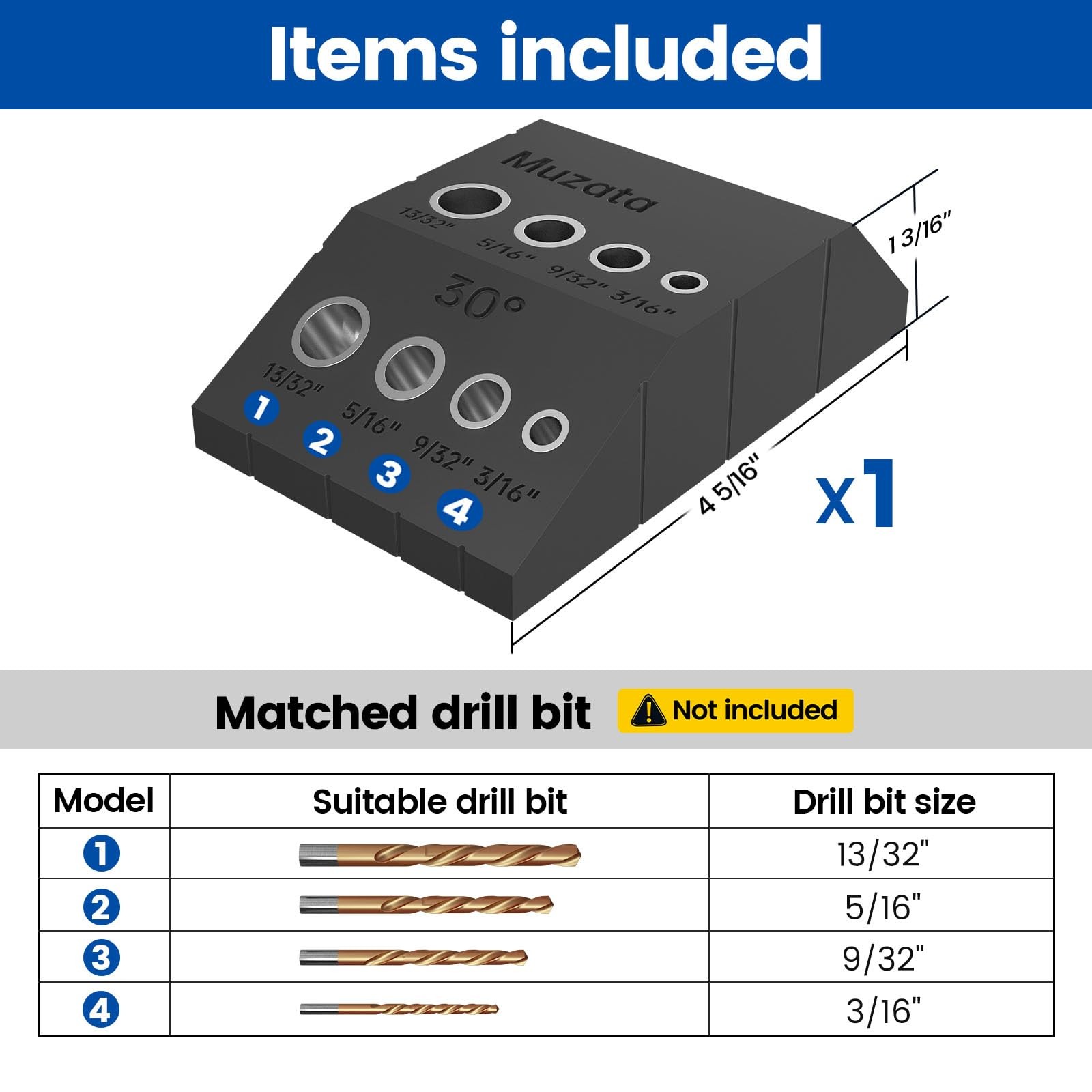 Muzata Upgraded Multi Angle Cable Railing Drill Guide Jig 30 45 90 Degree Por...