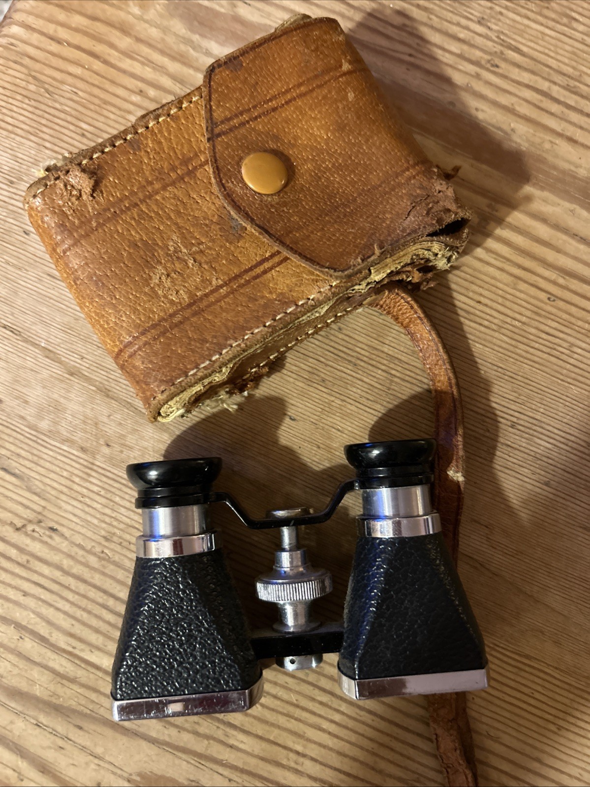 Vintage Ofuna 3x10 small Binoculars Leather Case Coated Pat. 176017 Deco Compact