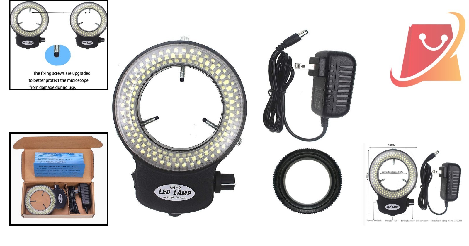 LED-144-ZK Professional Microscope Ring Light - Focused Illumination, Adjustable