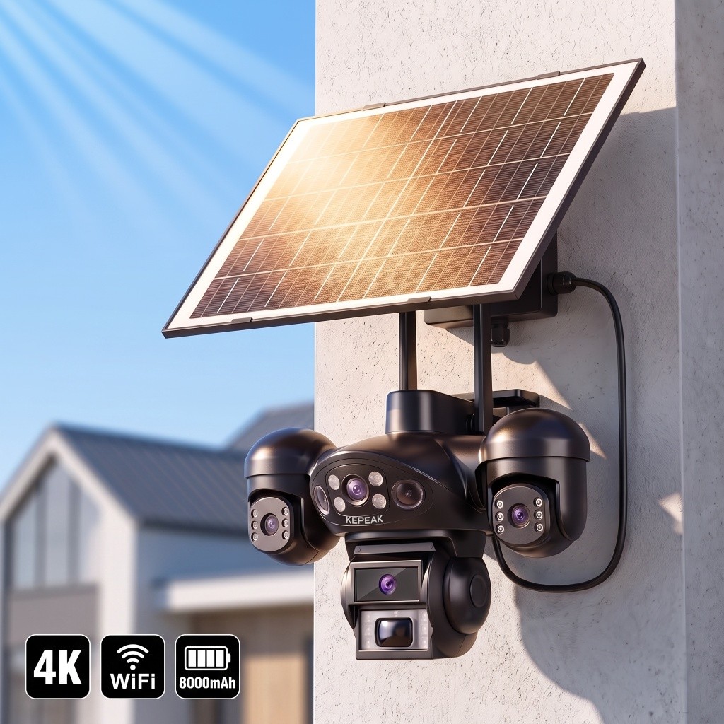 4K 9MP Solar Battery Powered Wireless Security Camera System WiFi Outdoor Home