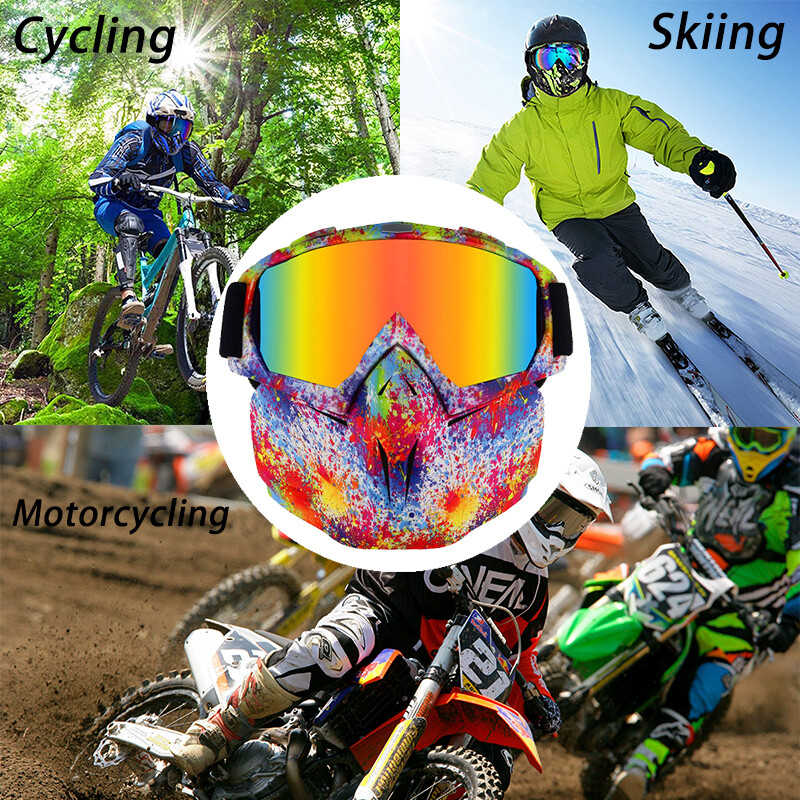 Winter Snow Protective Goggles Detachable Mask Ski Snowboard Alpine OTG Eyewear