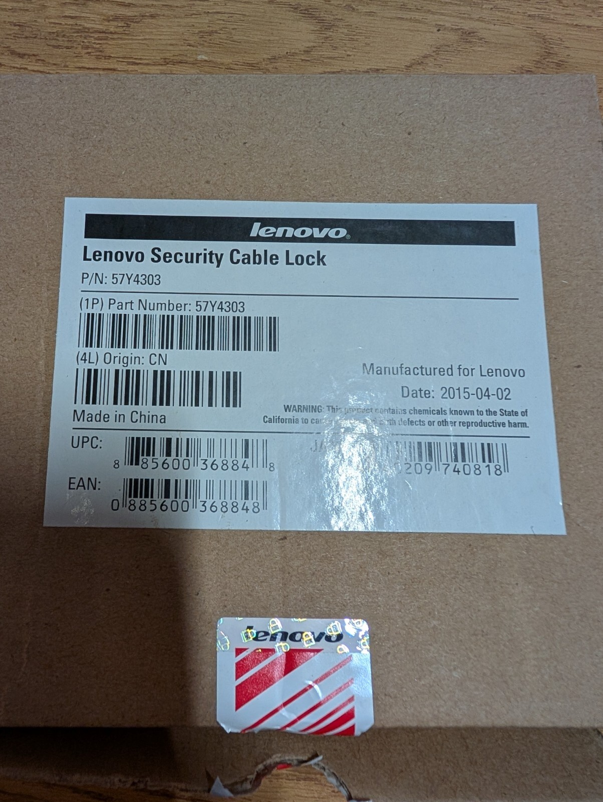 Lenovo 57Y4303 Original Security Cable Lock *New Unused*