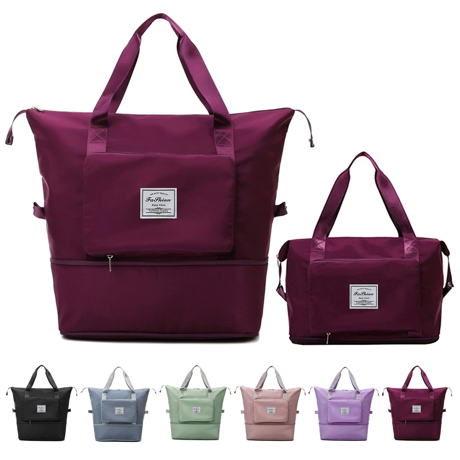 Large Capacity Folding Travel Bag, Lightweight Waterproof Luggage Bag, Expand...