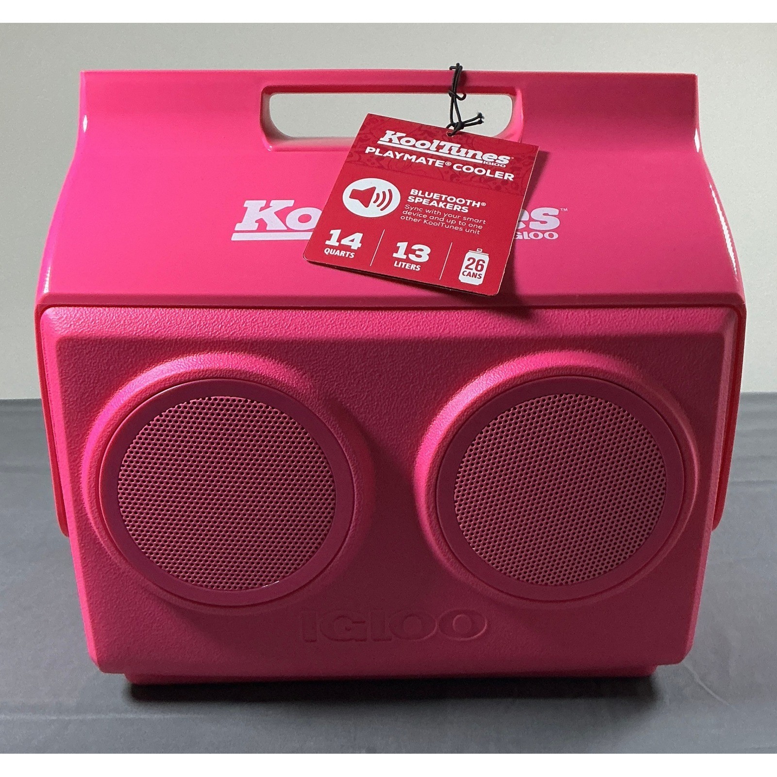 Igloo KoolTunes Playmate Cooler Pink Fizz Bluetooth Speaker 14Qt 26 Can Capacity