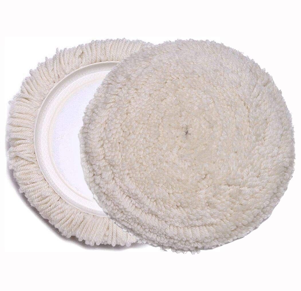 Genuine Wool Polishing Waxing Pad 7 inch Single Sided 2 PCS Car Boat Polisher