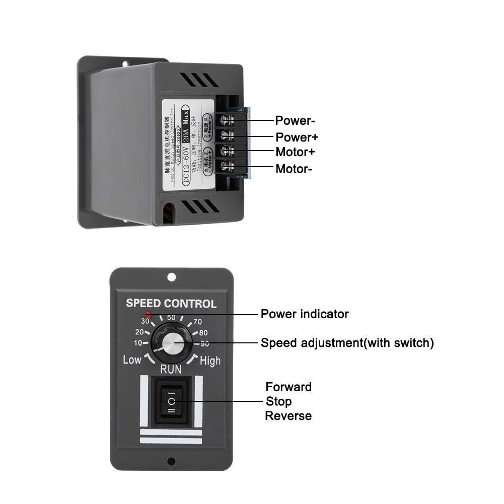 DC12V-60V/20A Motor Speed Controller, DC Motor Speed Controller, Forward/Reve...