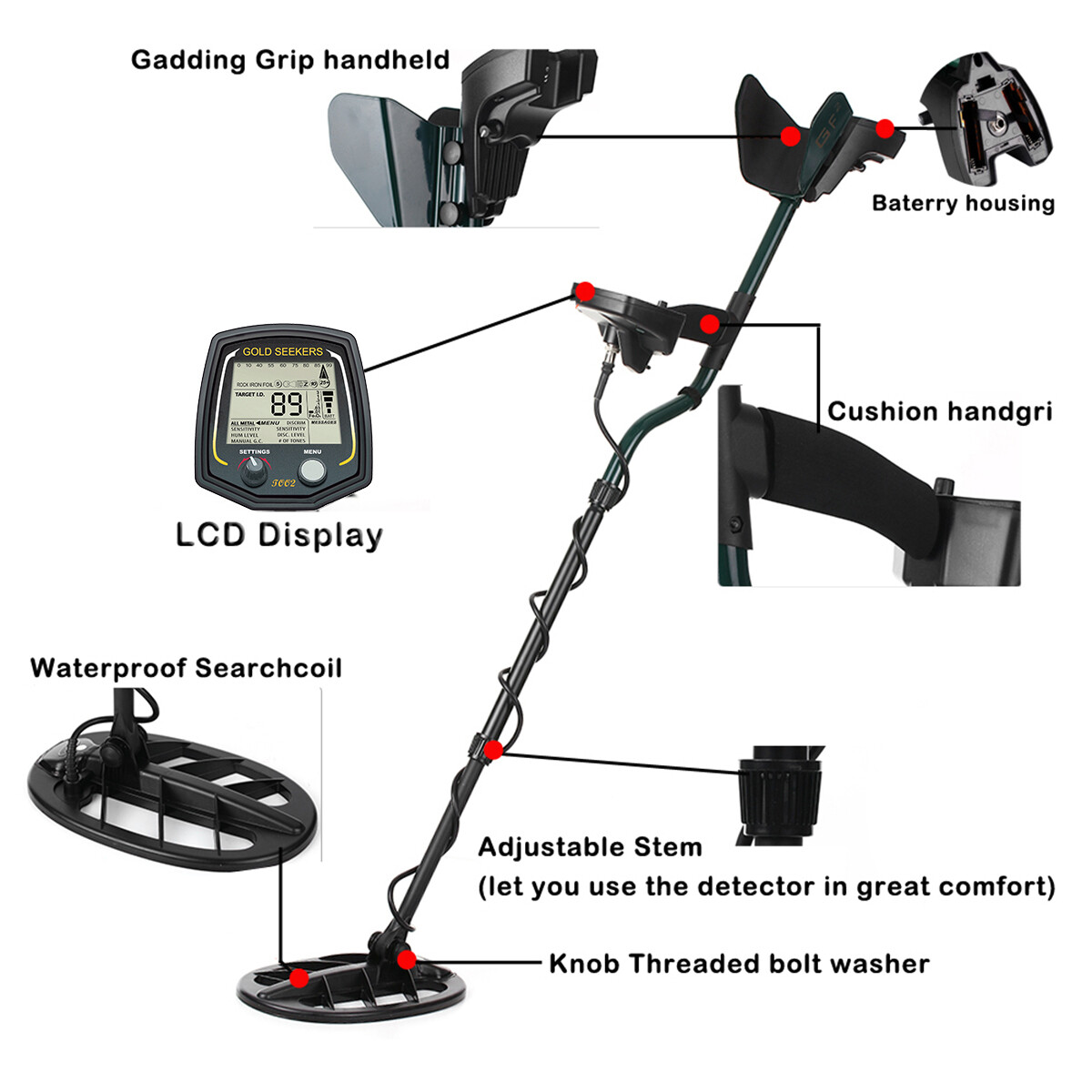 Finder Long Range Underground Treasure Pinpoint High Sensitivity Coin Digger Kit