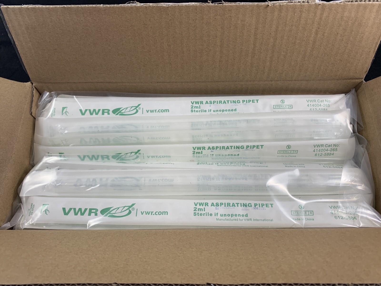 VWR 2mL Avantor Disposable Aspirating Pipettes Sterile PS 414004-265 200/Case
