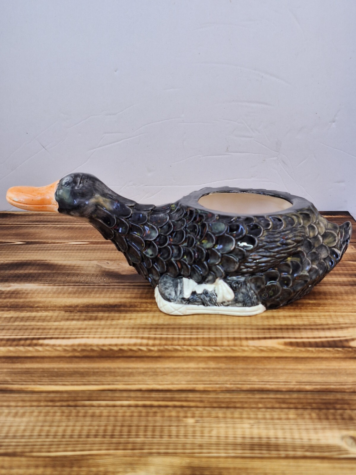 Kewl Kid Ceramic Duck Planter - Black With Sneackers.