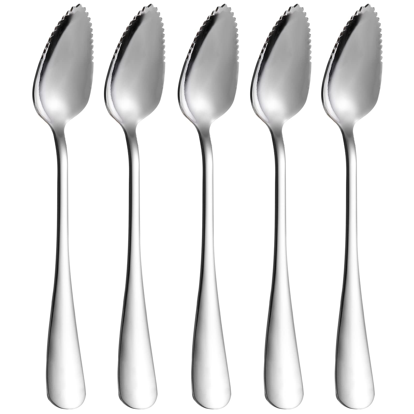 5 PCS Grapefruit Spoons, Stainless Steel Spoon 5 Pcs, Silver