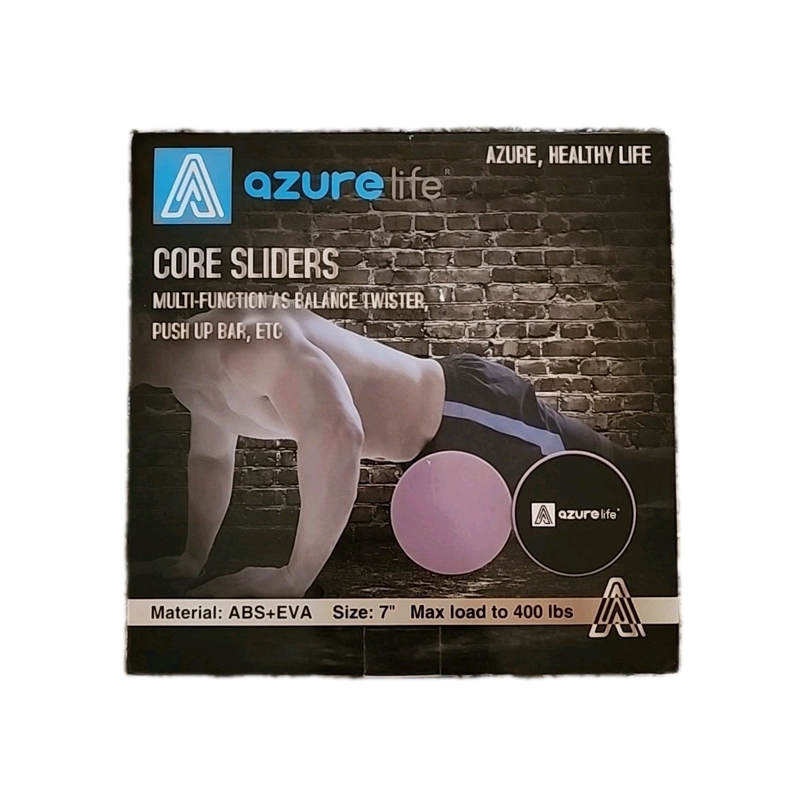 Azure Life Core Sliders Push Ups Size 7 Fitness Exercise Home Purple Sealed