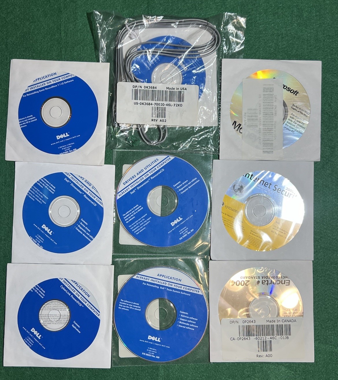 VTG lot of 9 Dell installation CDs for Windows. Brand new never open and sealed