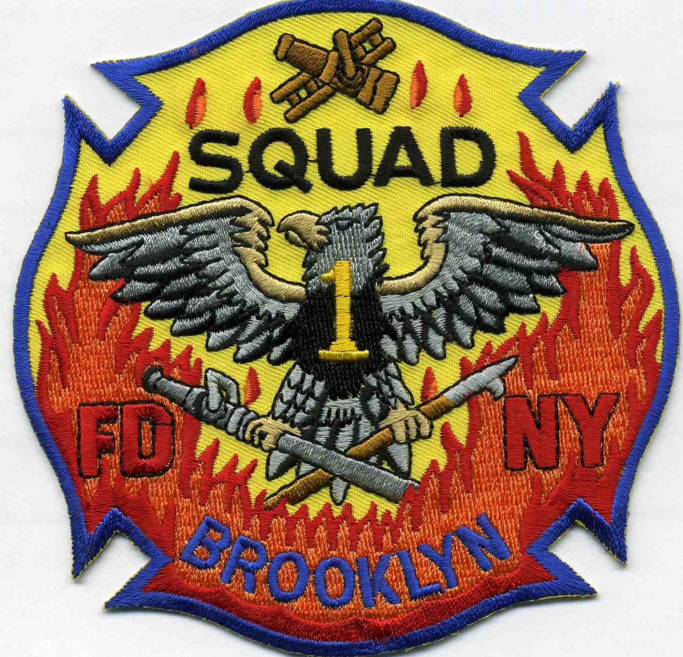 New York City  FDNY SQUAD - 1  "Eagle -BROOKLYN n/S" (4.5" x 4.5" ) fire patch