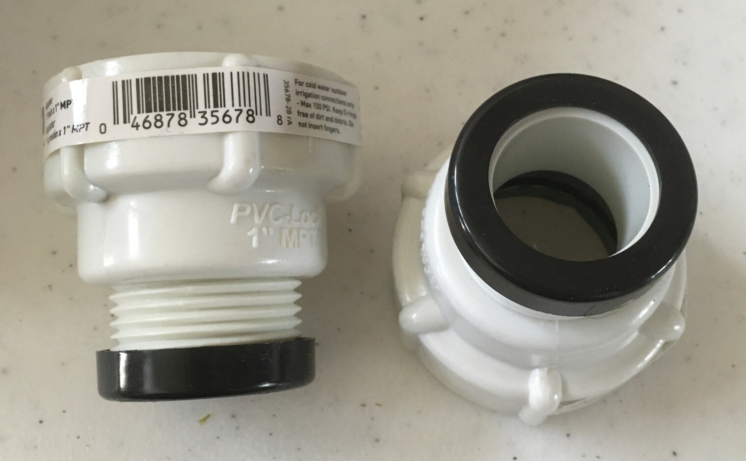 [2 Pack] ORBIT PVC-LOCK 1” MPT  Adapter No Glue Push Fitting #35678