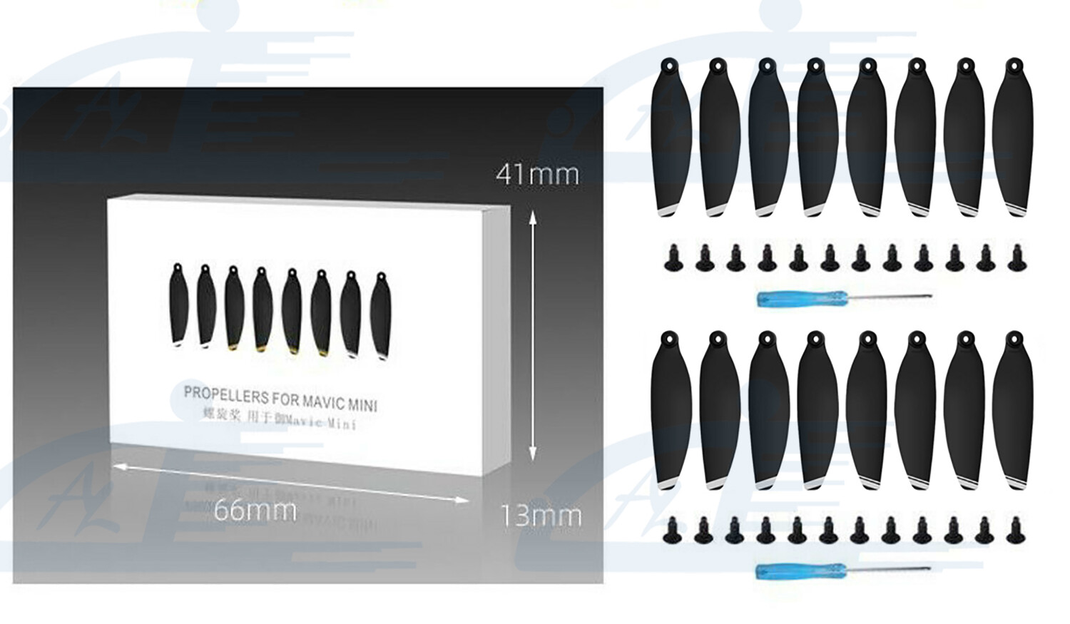 16pc Silver Low-Noise Propellers Foldable Drone Props Blades for DJI Mavic Mini