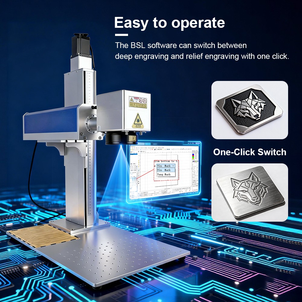 2.5D 200W JPT M7 Mopa Fiber Laser Marking Machine Metal Deep Relief Engraving