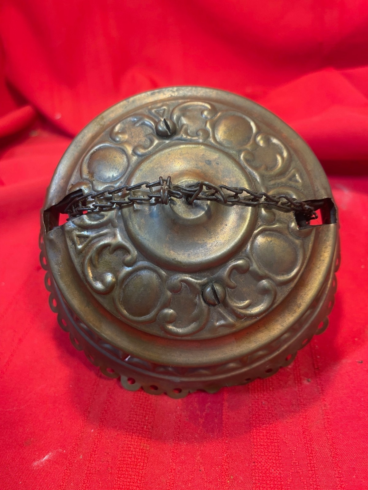 Antique Brass Hanging Oil Lamp Chandelier Canopy Chain Motor CM5