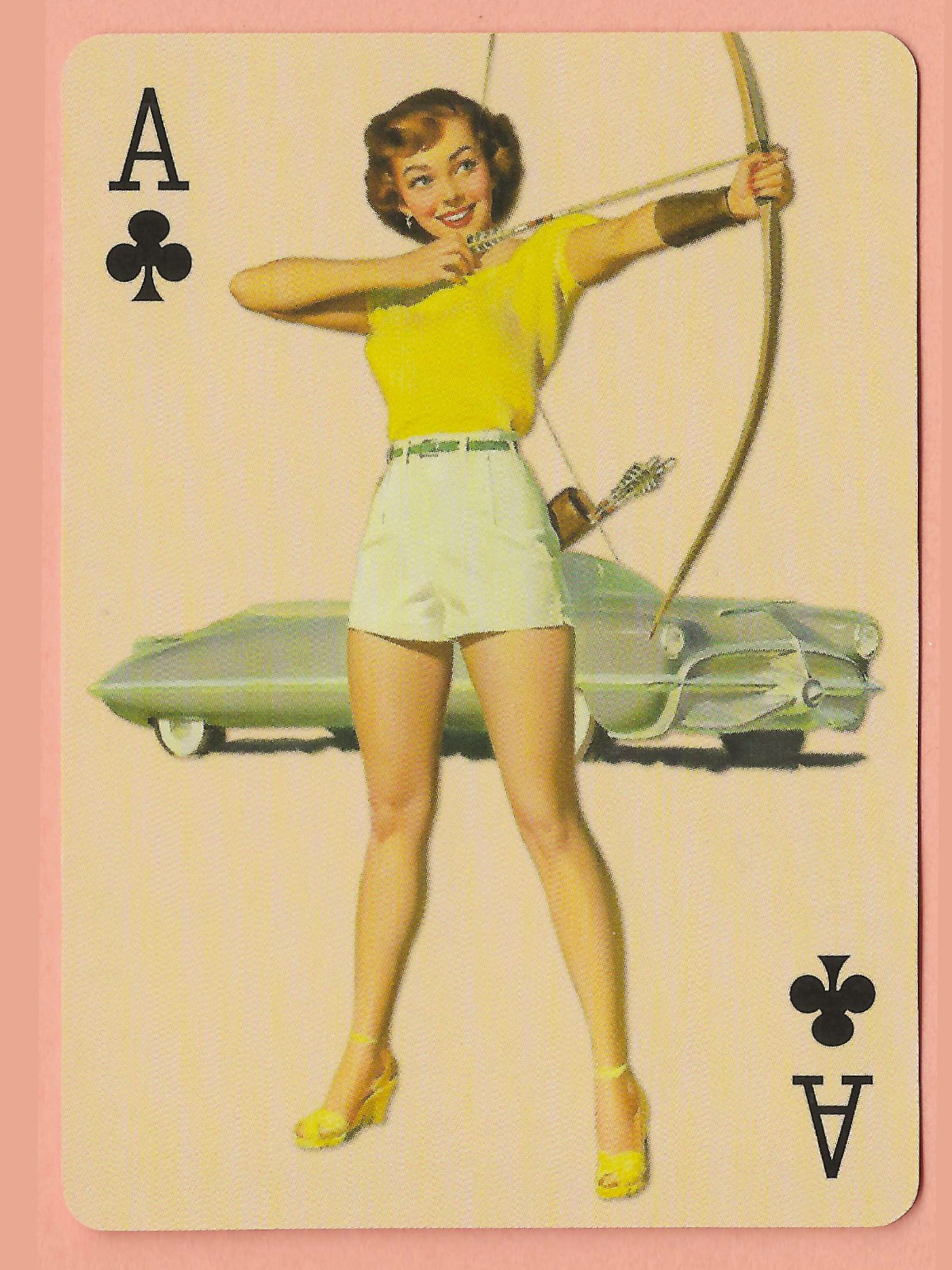 Ace of Clubs, Vintage Style pinup girl, pin-up, Single Swap Playing Card, NM