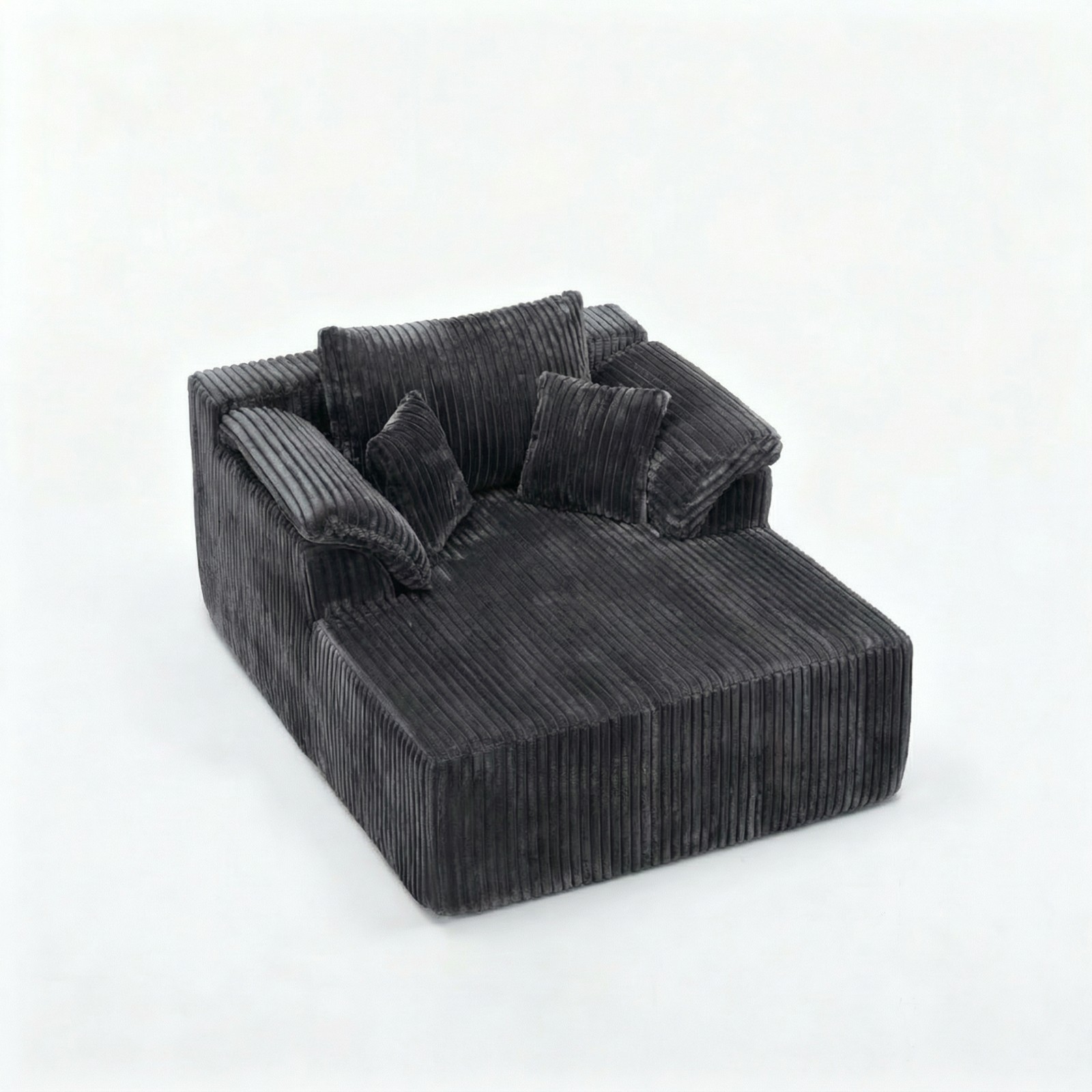 60-inch indoor oversized corduroy lounge chair, no assembly required (Grey)